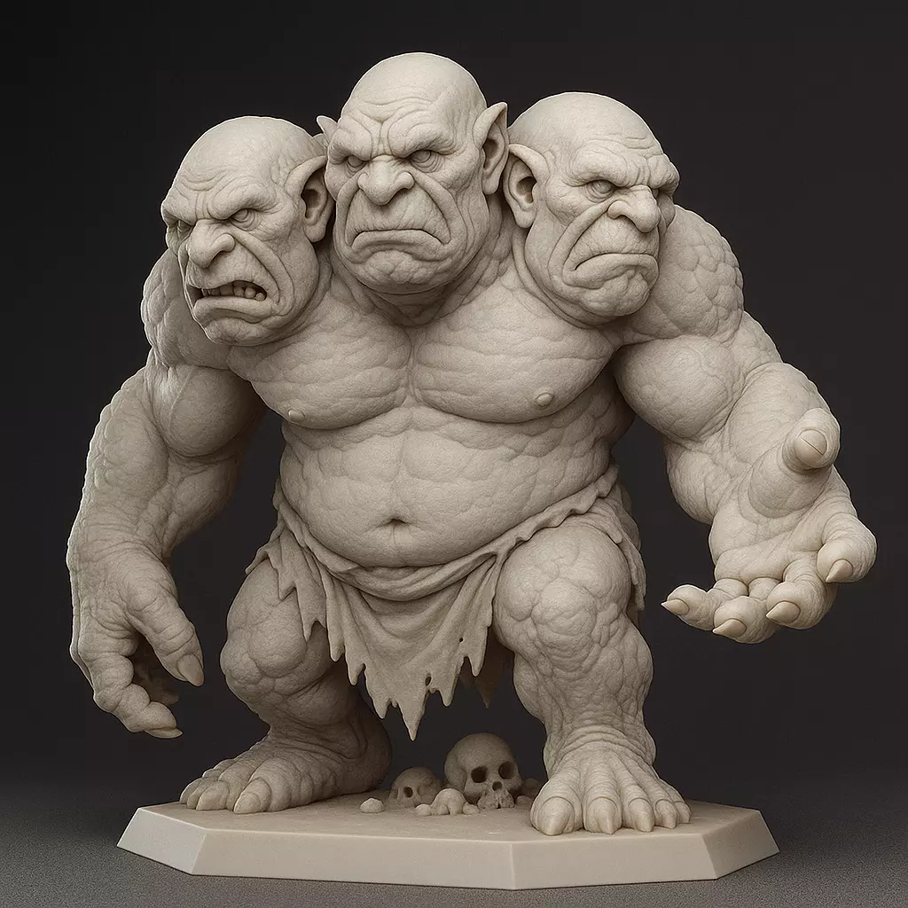 002 Troll de tres cabezas 3D print model_0