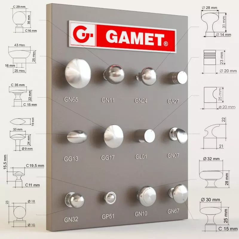 Gamet furniture knobs 3D model