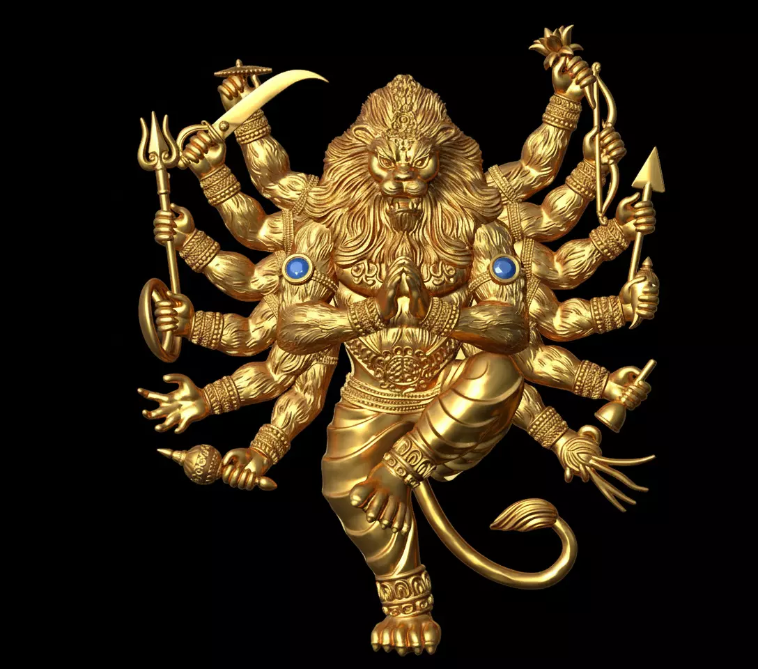 Golden Narasimha Avatar 3D Mode 3D print model_0