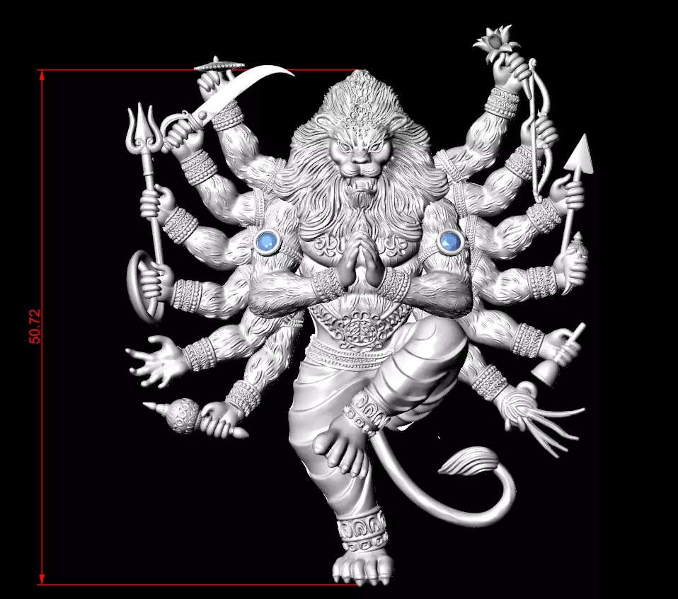 Golden Narasimha Avatar 3D Mode 3D print model_1