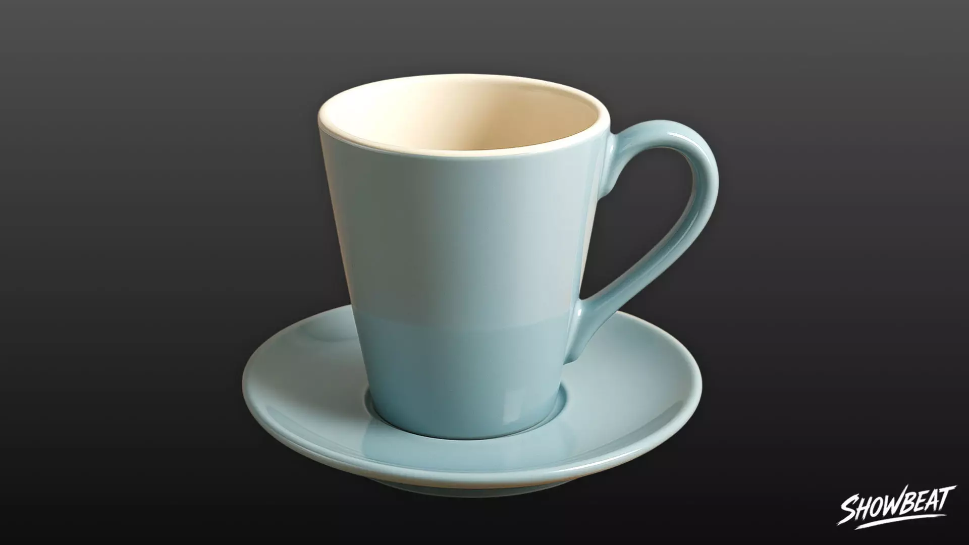 Blue Cup and Saucer Low-poly 3D model
