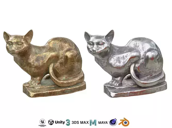 Sitting cat metal statues