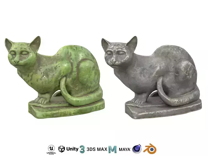 Sitting cat jade statues