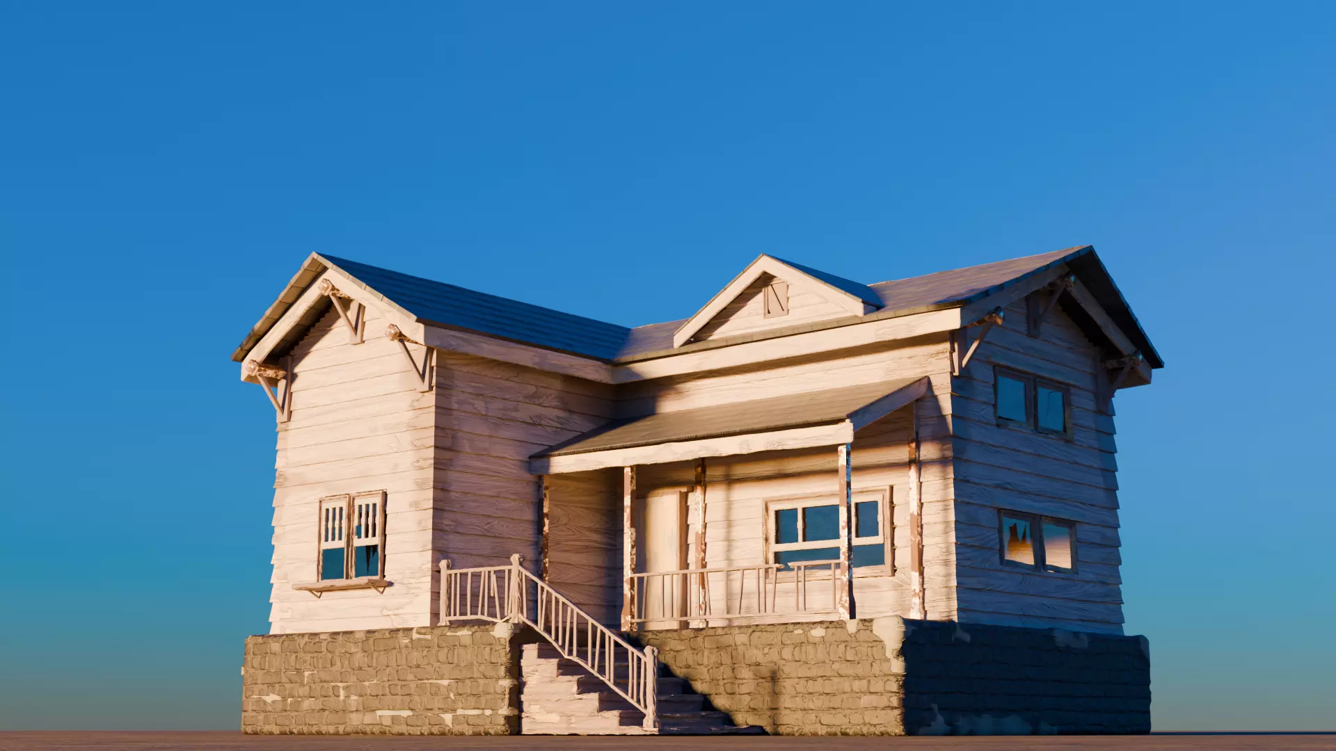 Realistic Old House Free low-poly 3D model