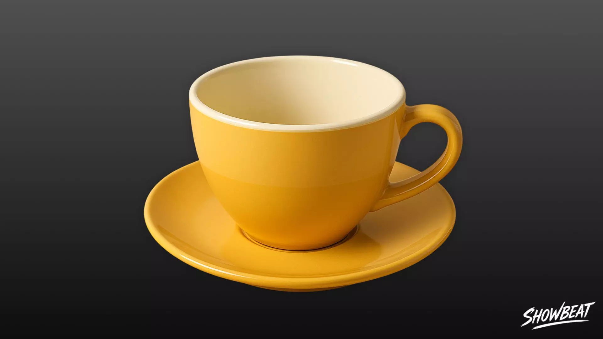 Yellow Cup with Saucer Low-poly 3D model