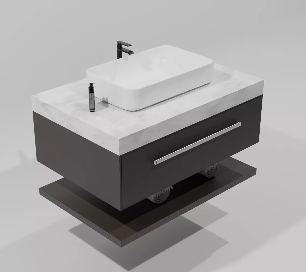 Floating Bathroom Vanity Low-poly 3D model_0