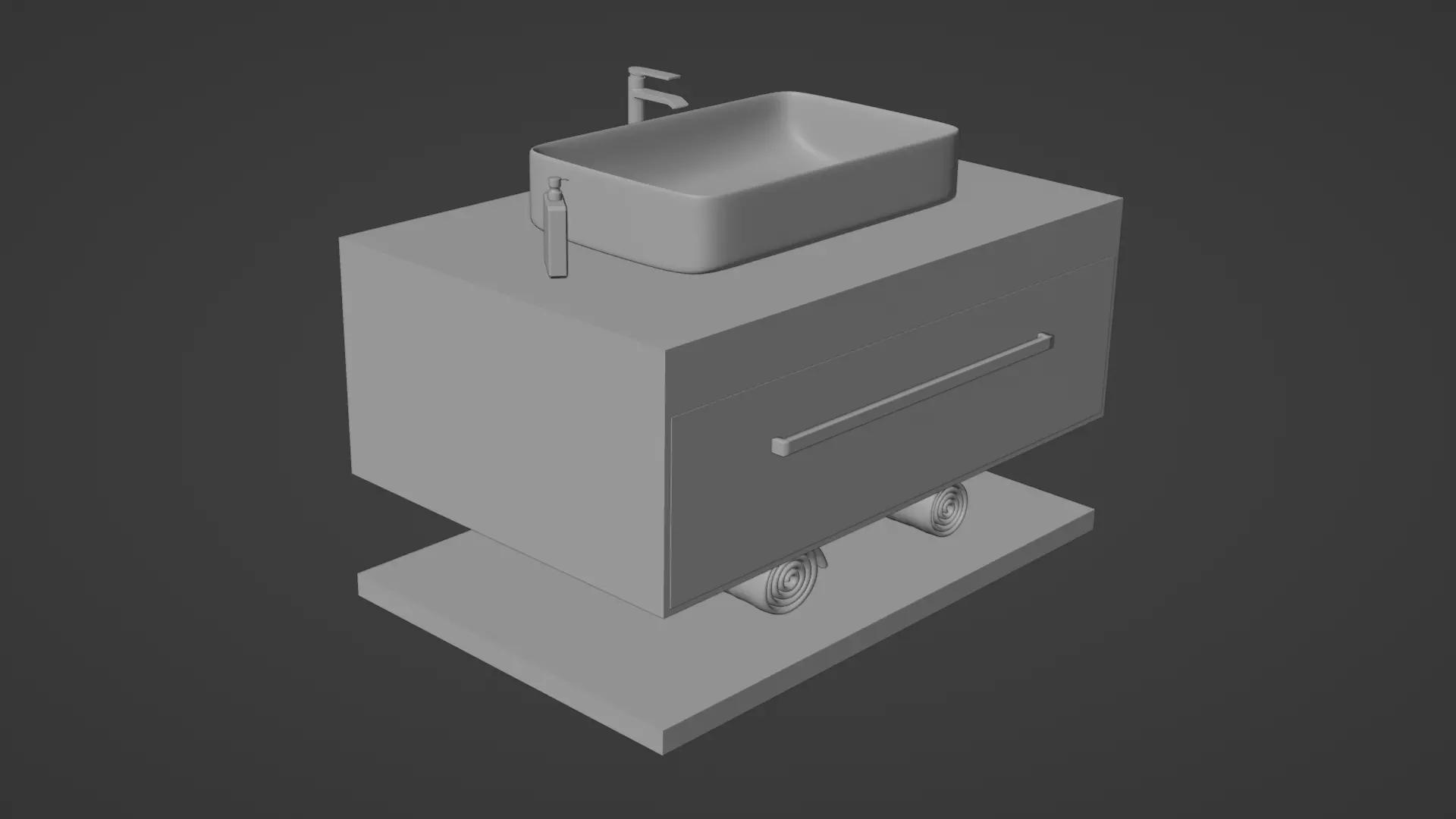Floating Bathroom Vanity Low-poly 3D model_7