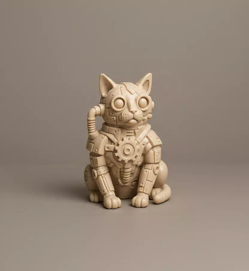 Mechanical Cat Sculpture 3D print model_0