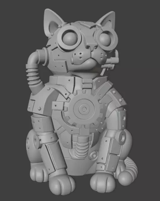 Mechanical Cat Sculpture 3D print model_1
