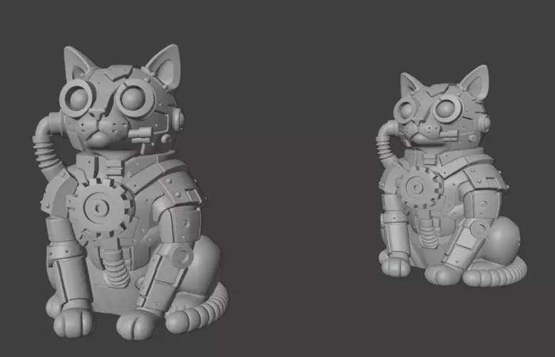 Mechanical Cat Sculpture 3D print model_3