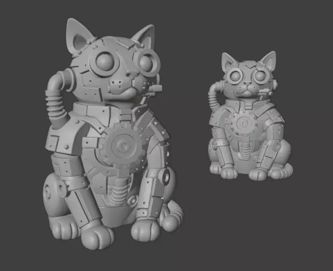 Mechanical Cat Sculpture 3D print model_2