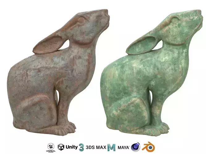Rabbit rusted statues