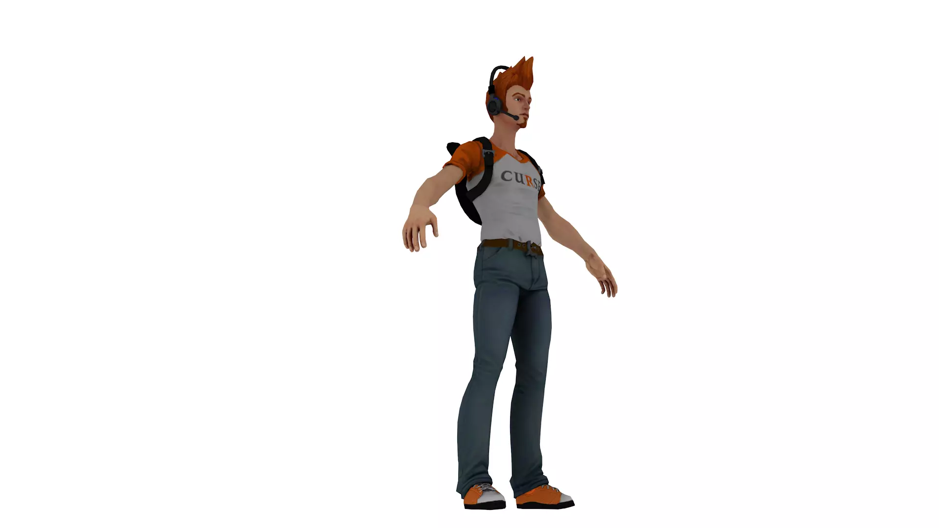 Stylized Male Gamer Casual Character 3D Model Low-poly 3D model_3