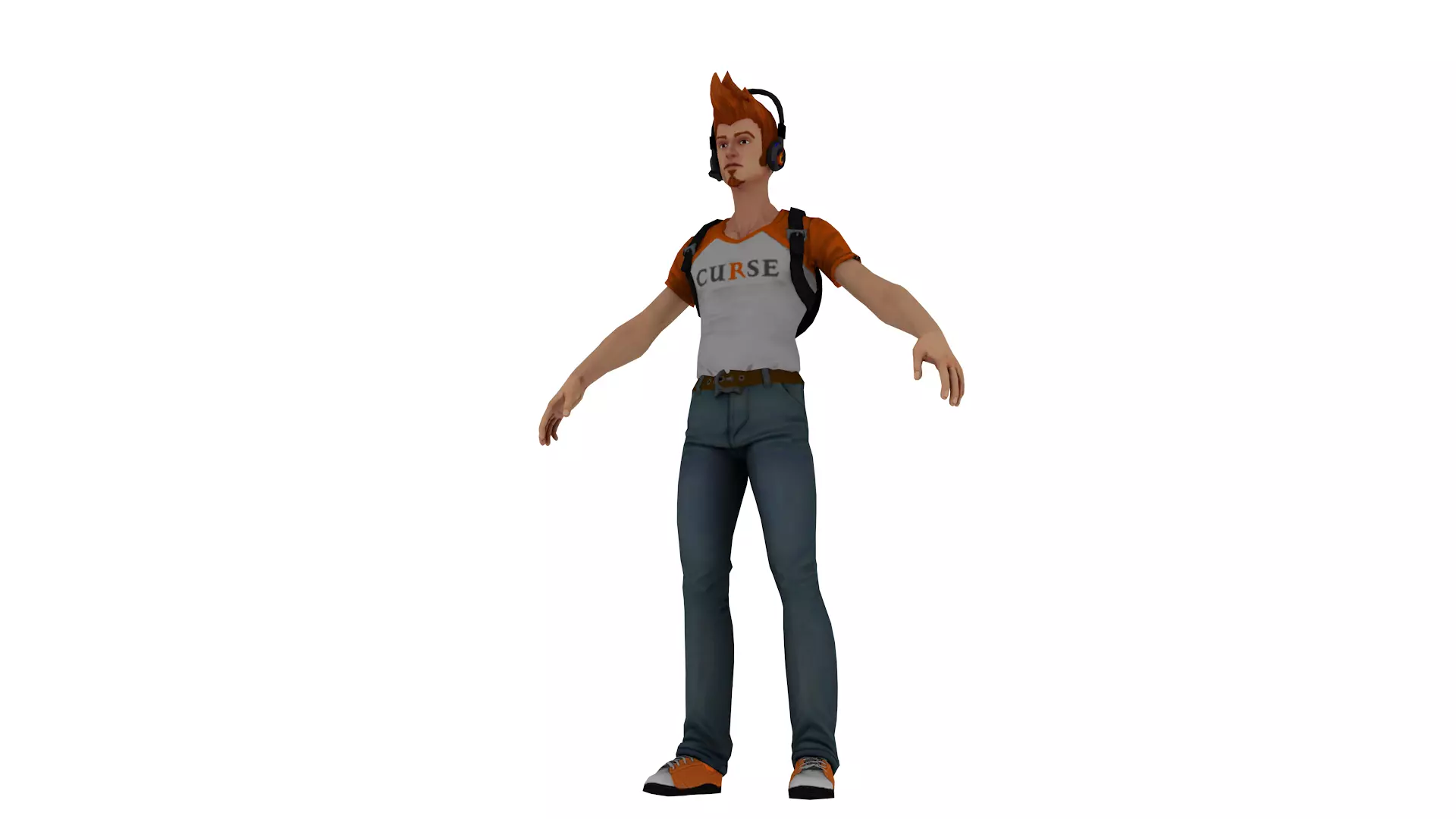Stylized Male Gamer Casual Character 3D Model Low-poly 3D model_7