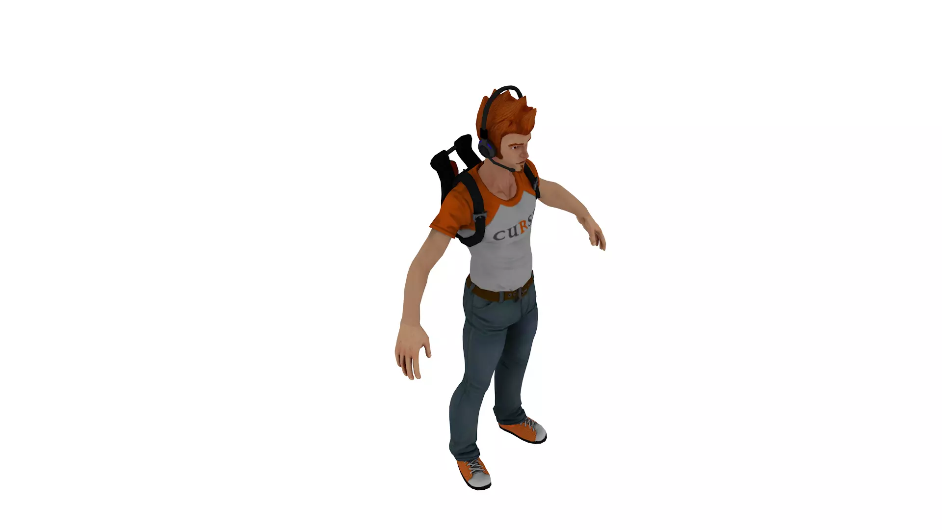 Stylized Male Gamer Casual Character 3D Model Low-poly 3D model_6