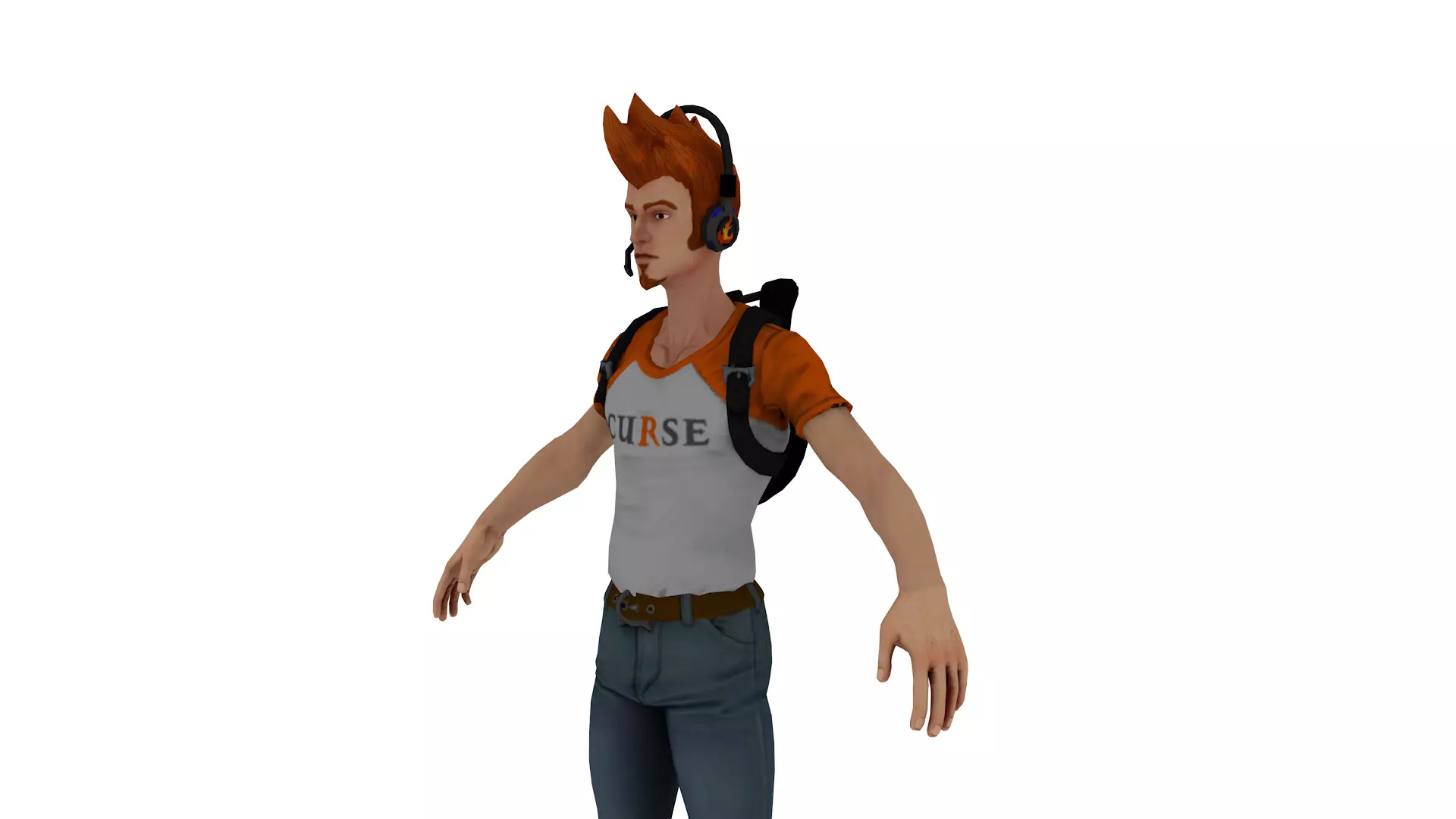 Stylized Male Gamer Casual Character 3D Model Low-poly 3D model_2