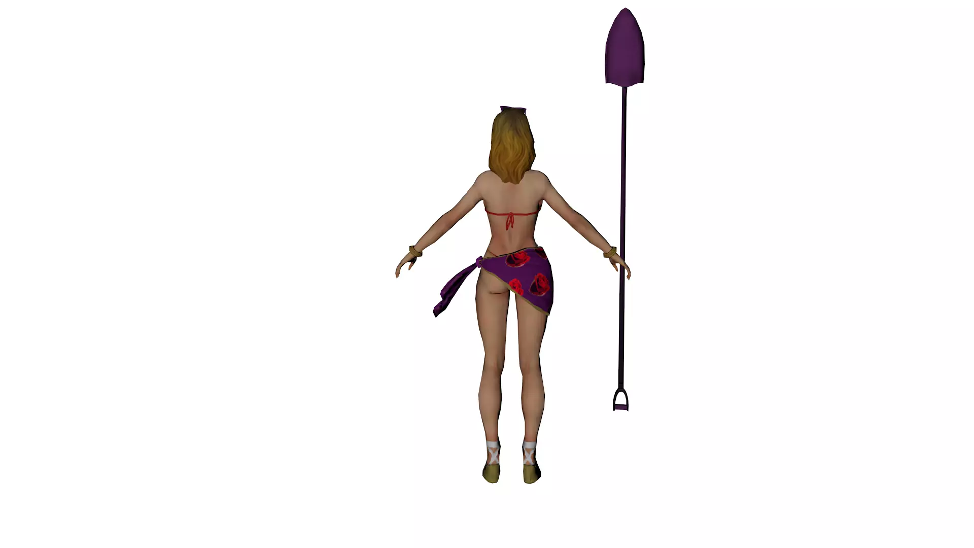 Stylized Female Beach Warrior Low-poly 3D model_7