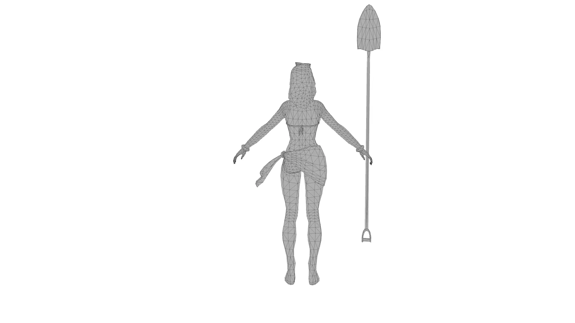 Stylized Female Beach Warrior Low-poly 3D model_8