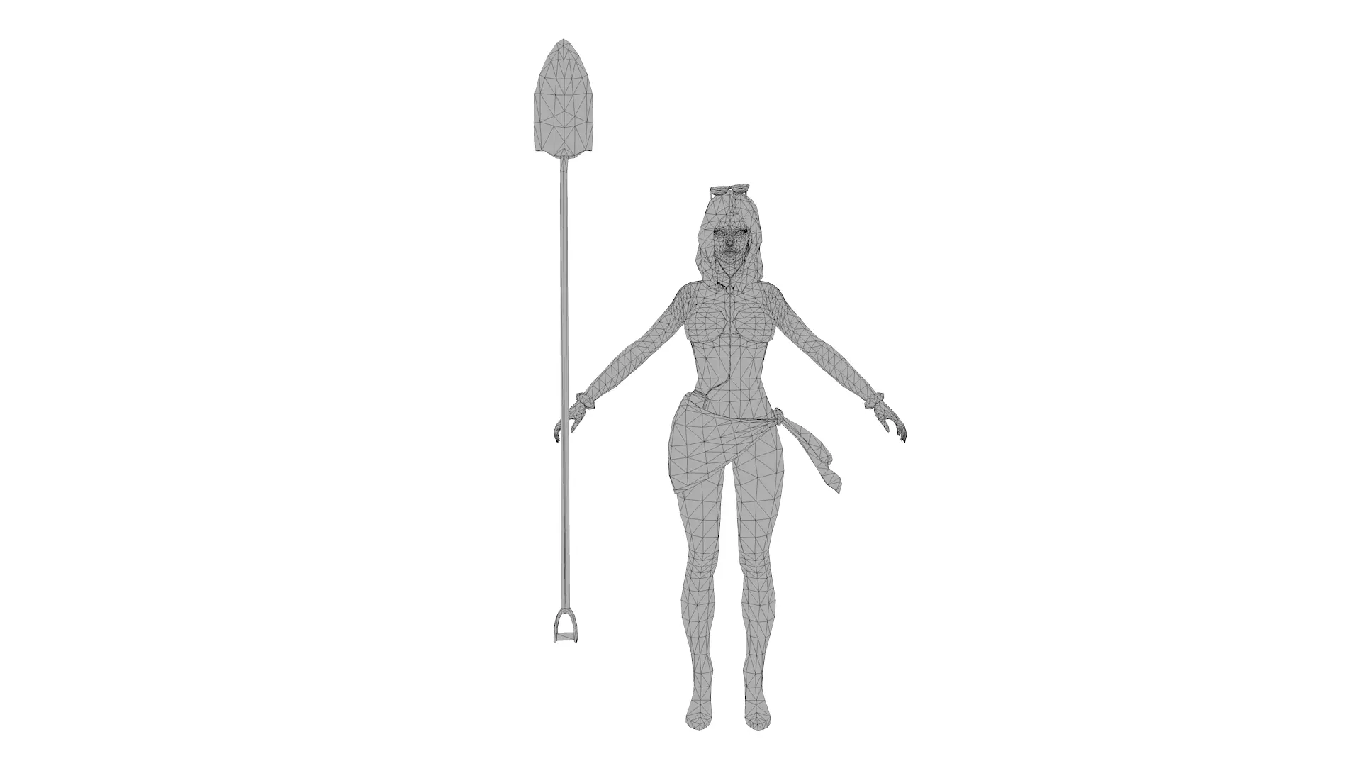 Stylized Female Beach Warrior Low-poly 3D model_10