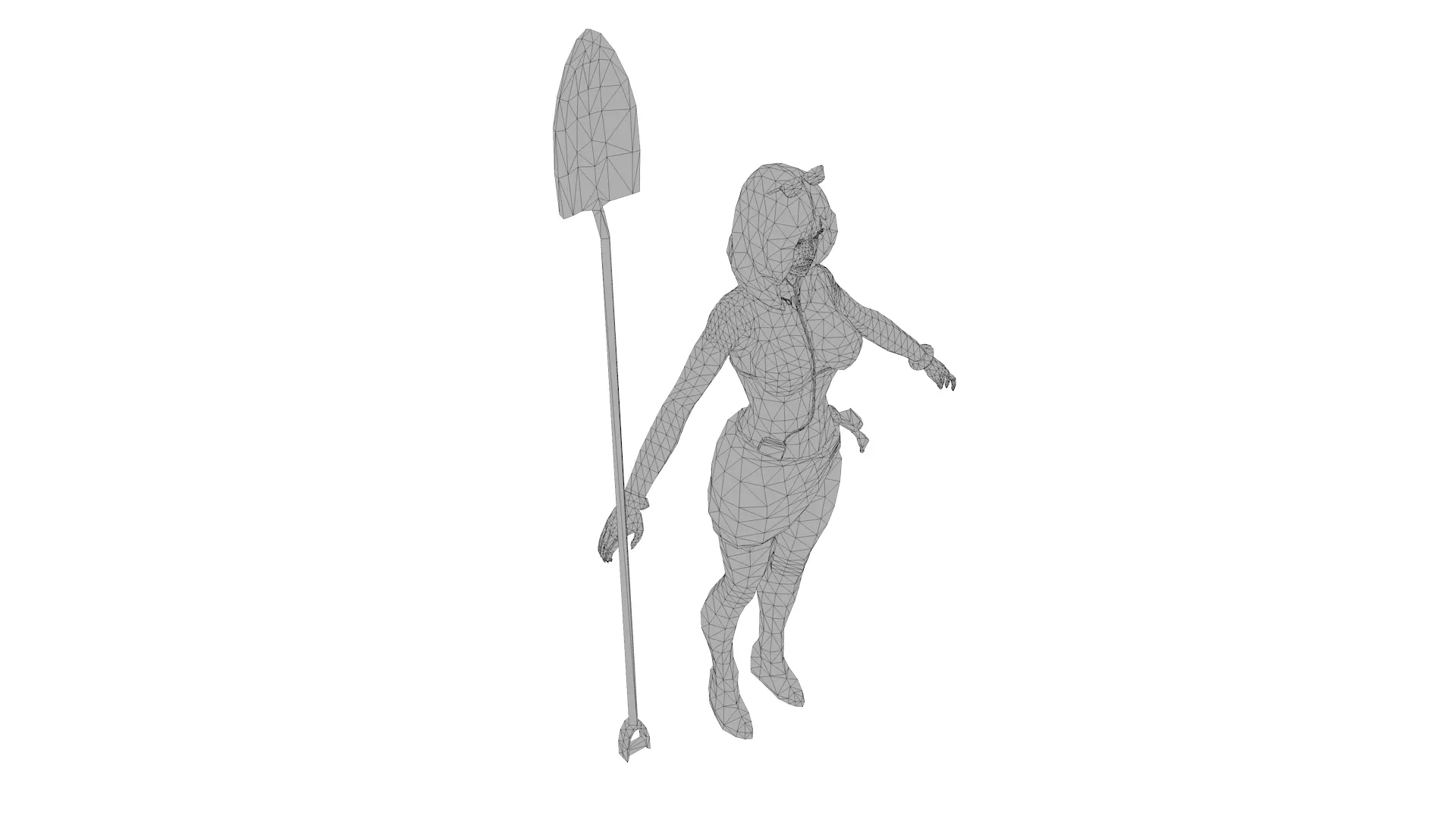 Stylized Female Beach Warrior Low-poly 3D model_11