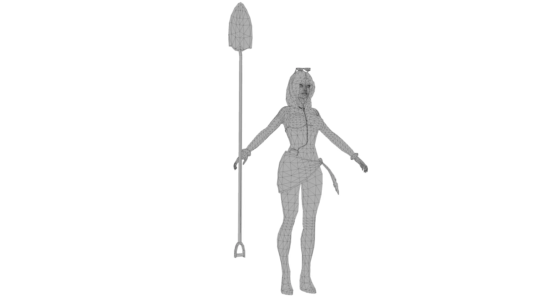 Stylized Female Beach Warrior Low-poly 3D model_9