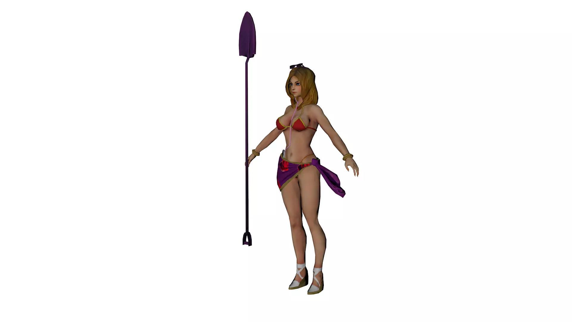 Stylized Female Beach Warrior Low-poly 3D model_2
