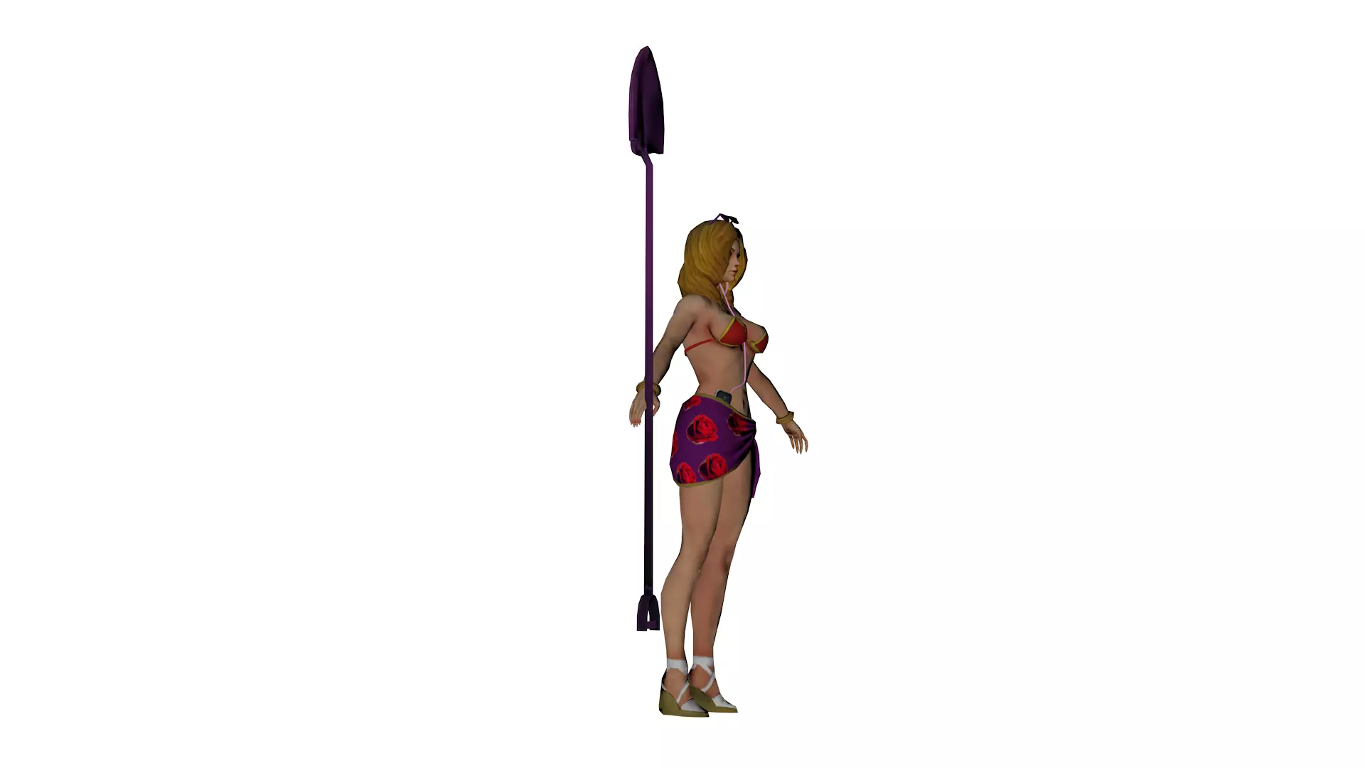 Stylized Female Beach Warrior Low-poly 3D model_3