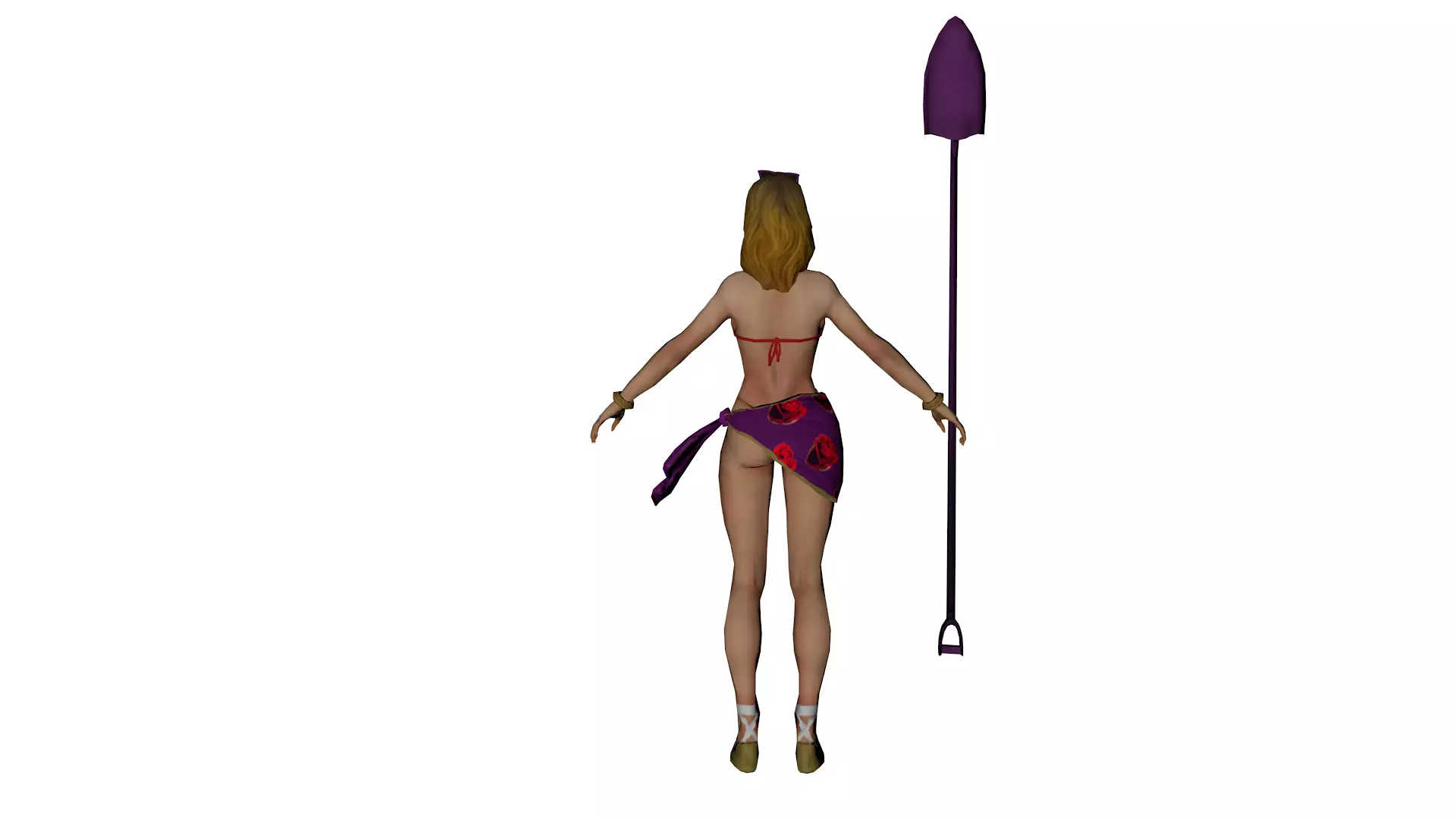 Stylized Female Beach Warrior Low-poly 3D model_4