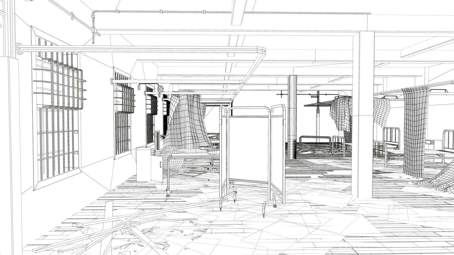 Abandoned Infirmary  Low-poly 3D model_11