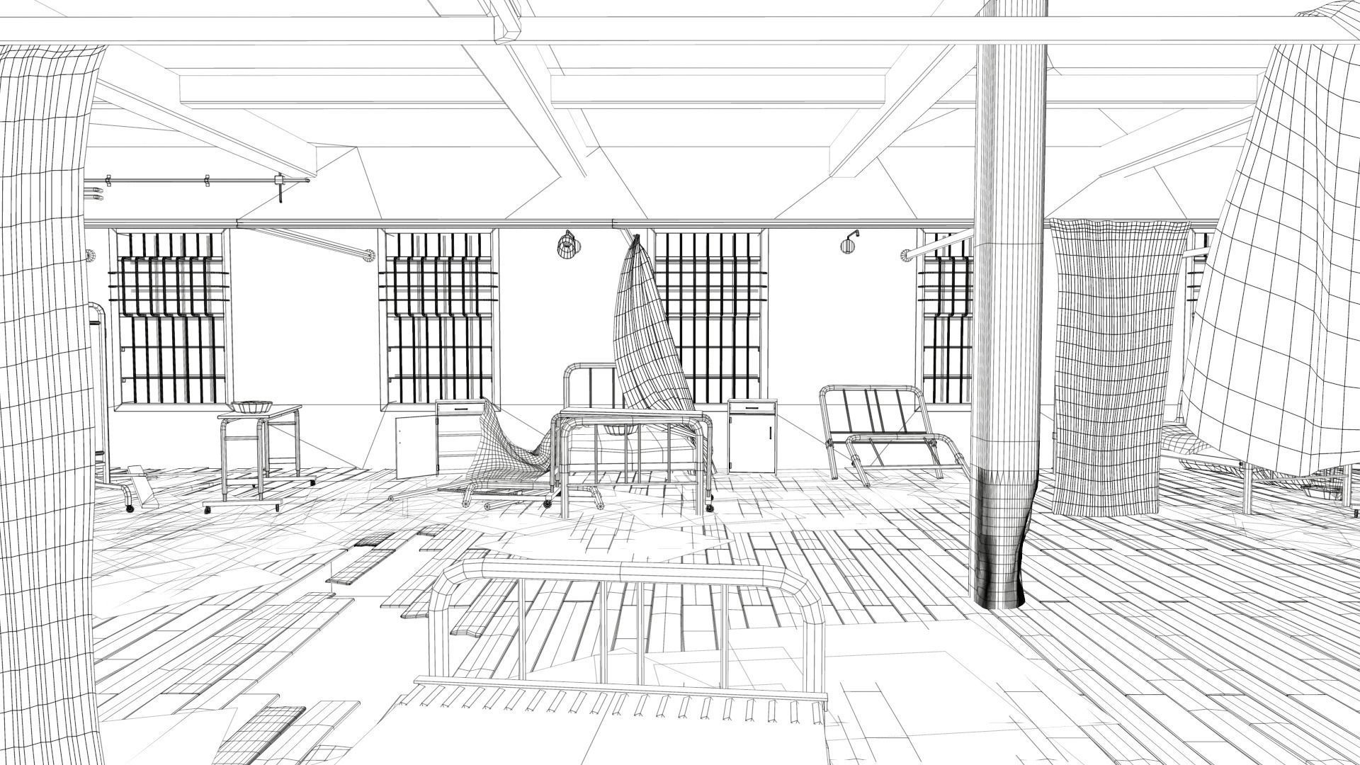 Abandoned Infirmary  Low-poly 3D model_5