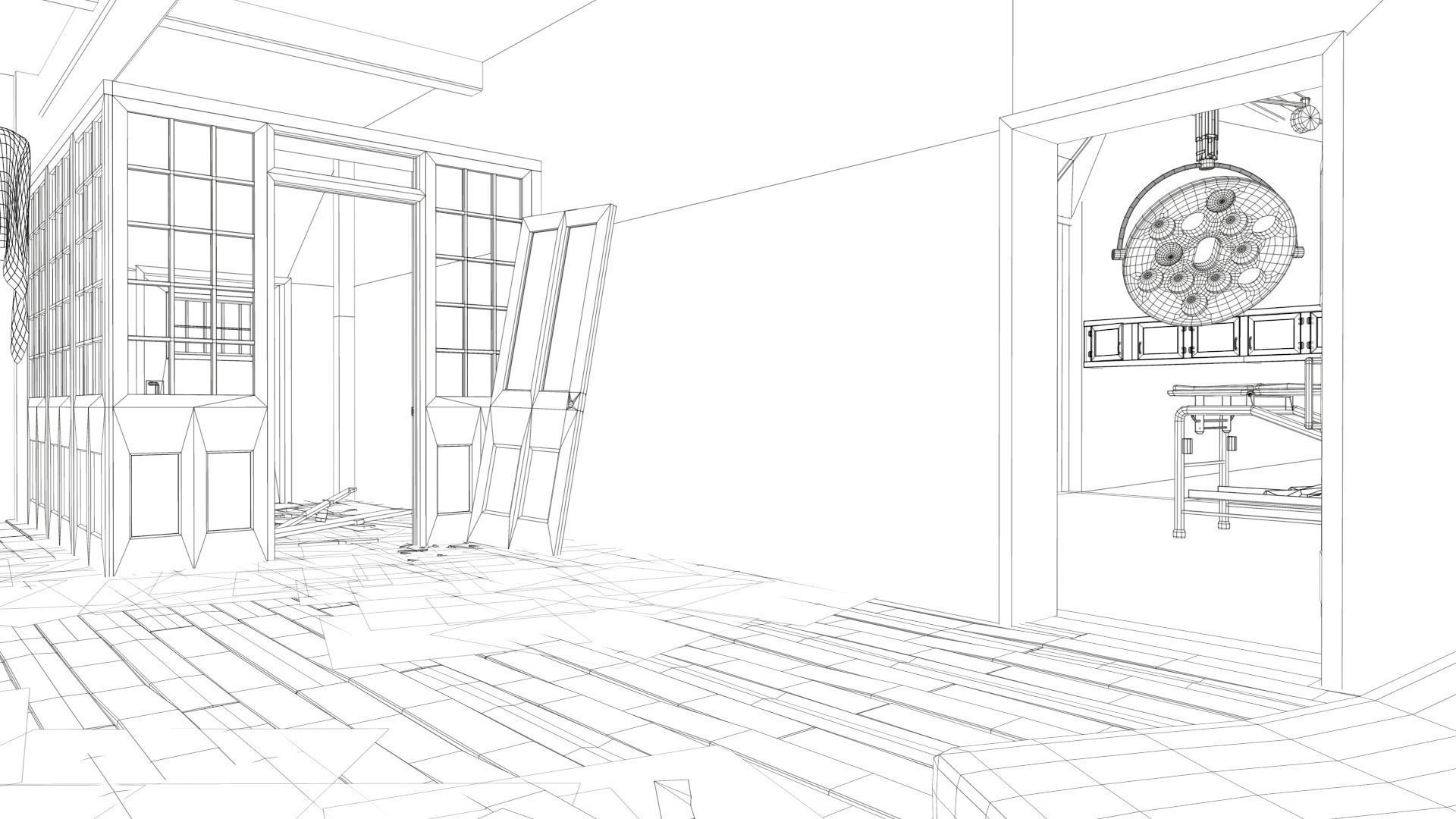 Abandoned Infirmary  Low-poly 3D model_9