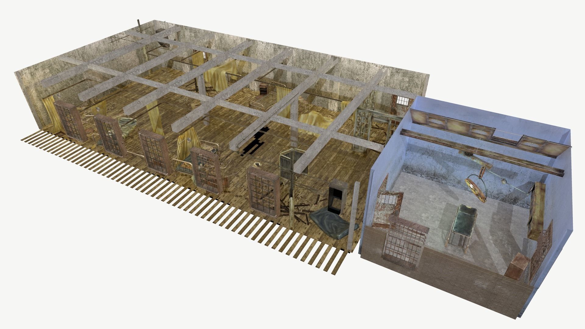 Abandoned Infirmary  Low-poly 3D model_16