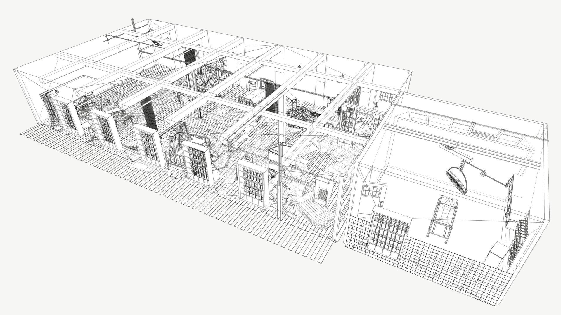 Abandoned Infirmary  Low-poly 3D model_17