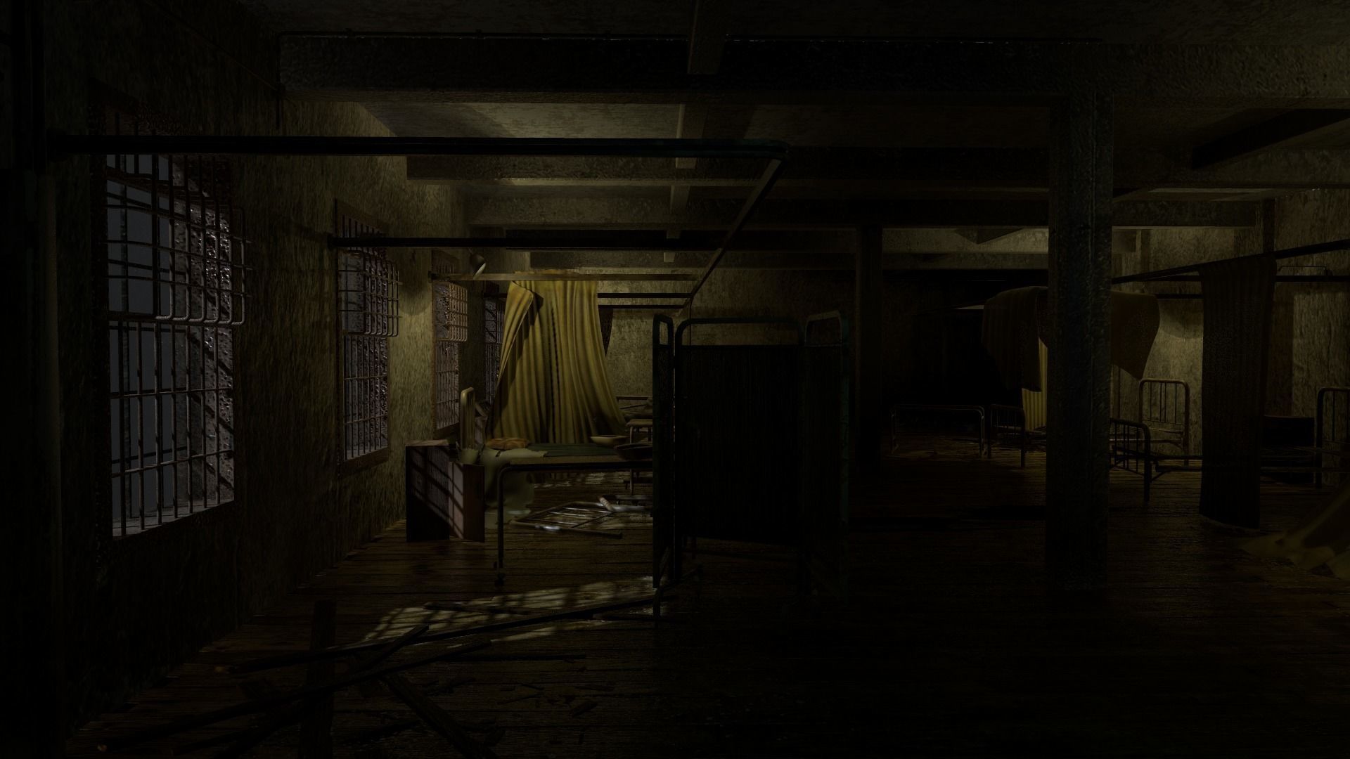 Abandoned Infirmary  Low-poly 3D model_10