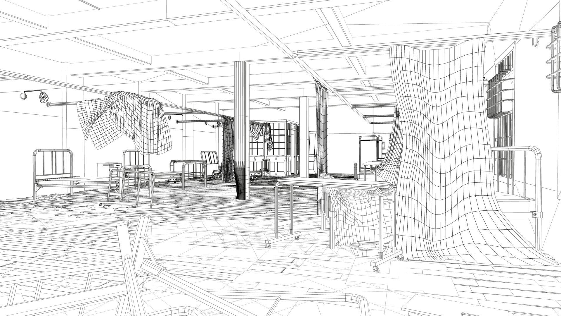 Abandoned Infirmary  Low-poly 3D model_3