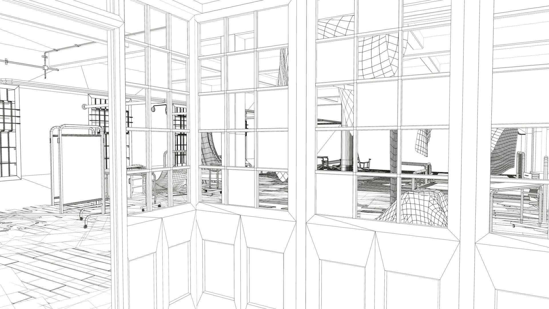 Abandoned Infirmary  Low-poly 3D model_7