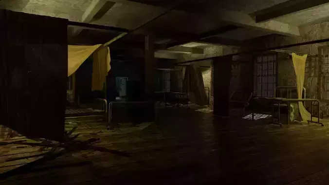 Abandoned Infirmary  Low-poly 3D model