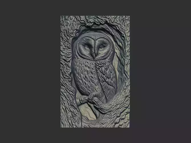 owl inside tree cnc model 