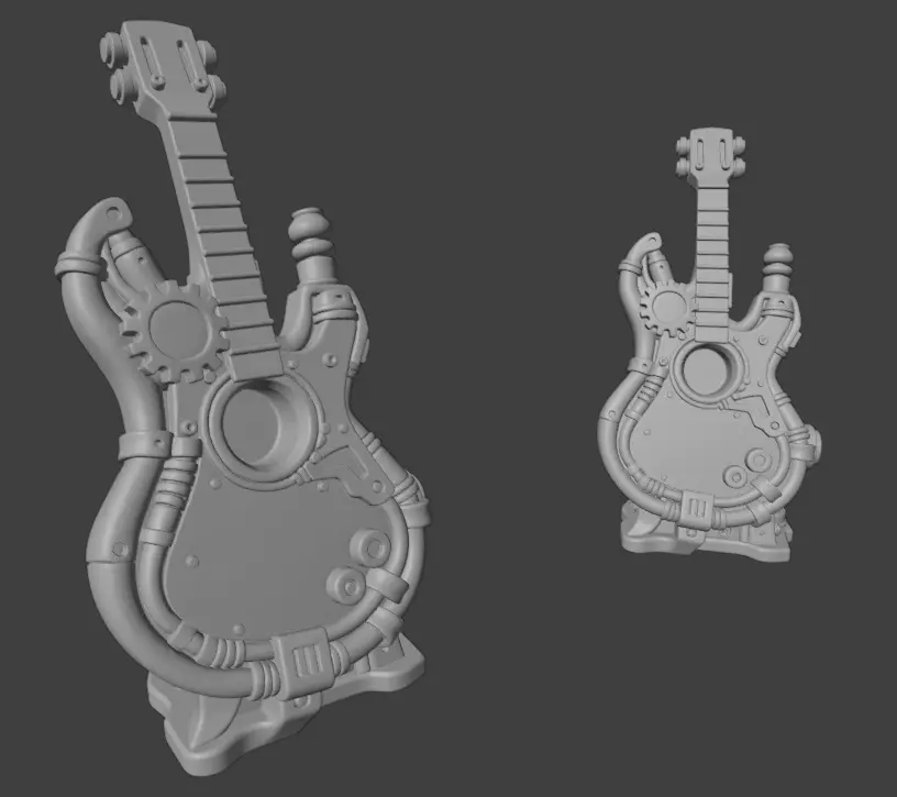 Industrial Guitar Sculpture 3D print model_1