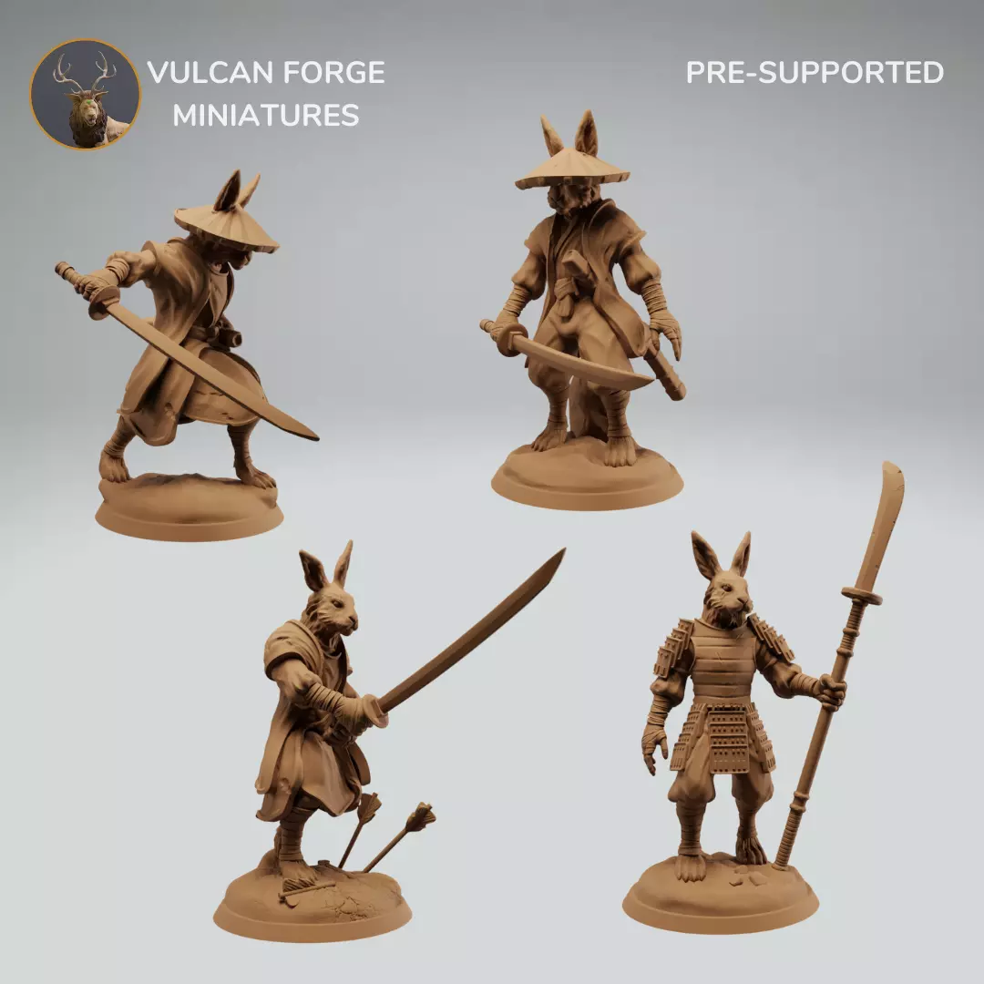 Harengon Rabbit Folk Samurai on Foot Bundle 3D print model