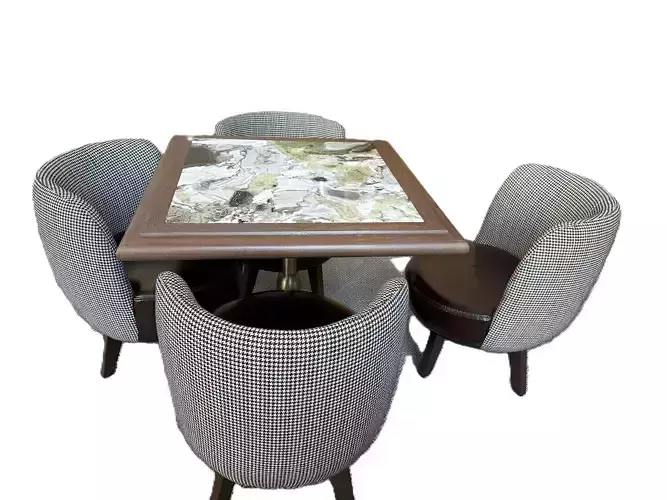 Contemporary four Seat Furniture Set 3D Asset Table and Chairs