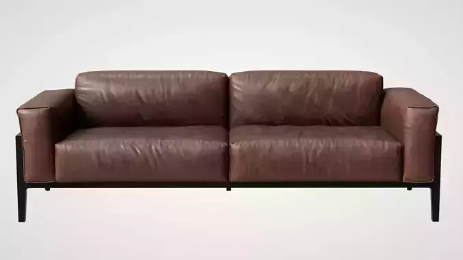 Leather Sofa with Iron Legs 