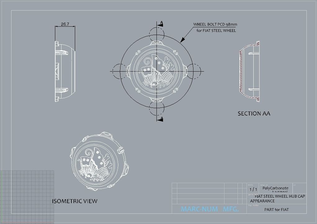 HUB CAP for FIAT STEEL WHEEL PCD98 3D print model_4