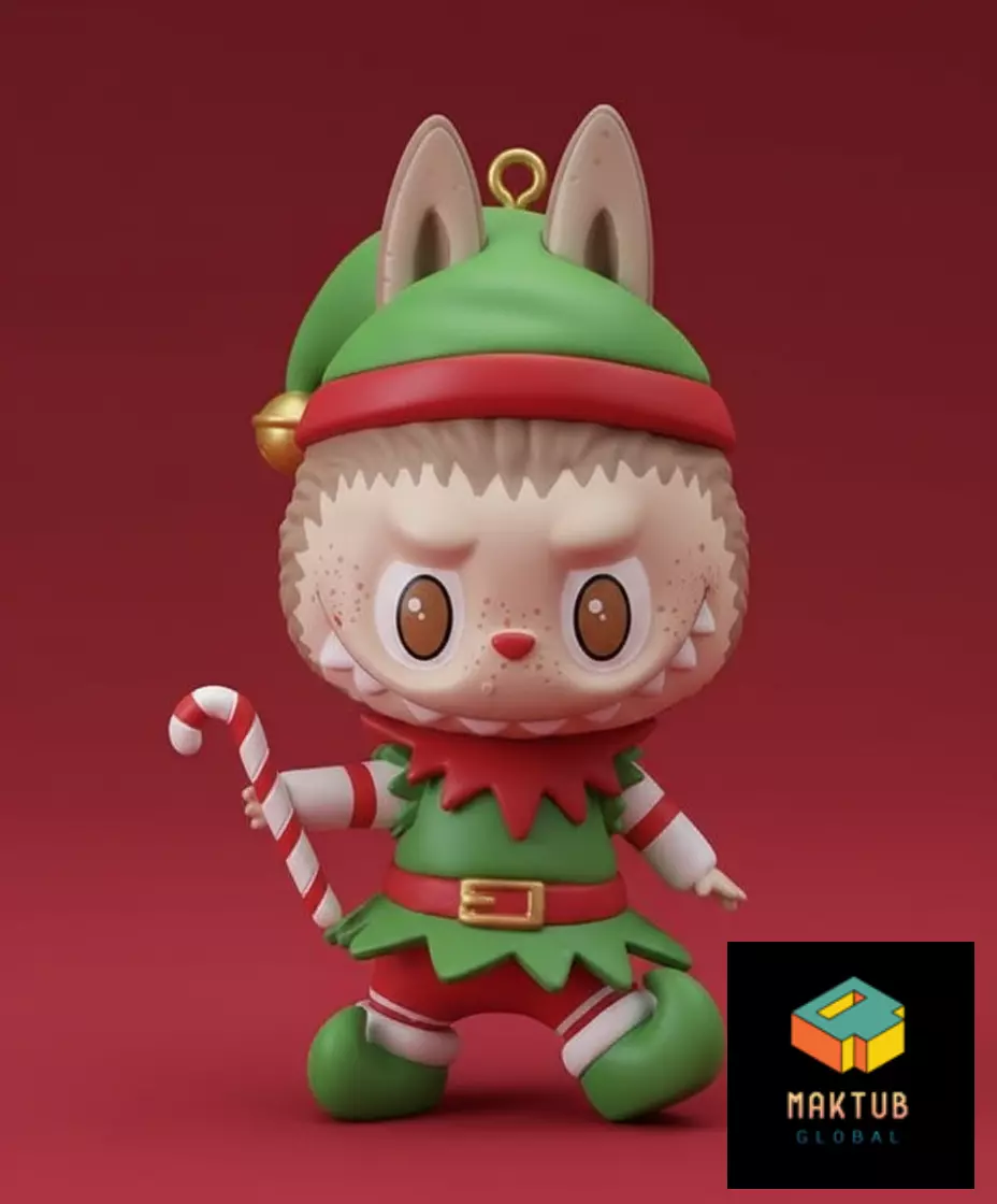 Labubu Christmas Elf Collectible Tree Ornament 3D print model_1