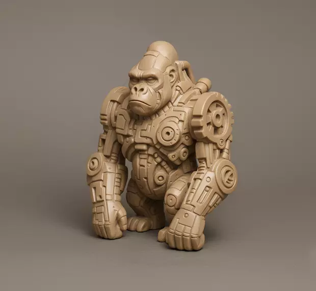 Mechanical Gorilla Sculpture 3D print model_0