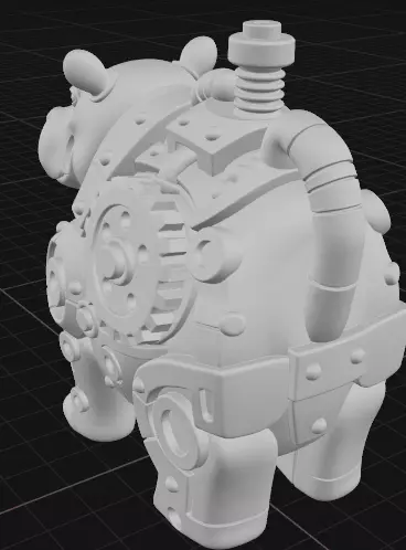 Industrial Hippo Sculpture 3D print model_2