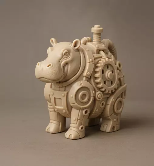 Industrial Hippo Sculpture 3D print model_0
