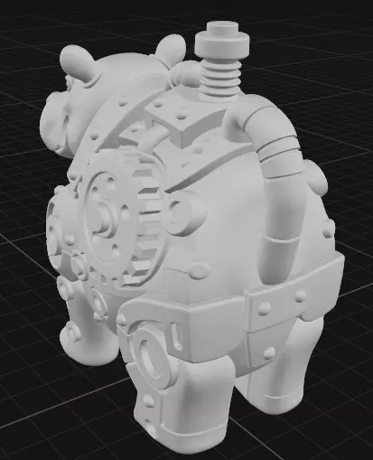 Industrial Hippo Sculpture 3D print model_3