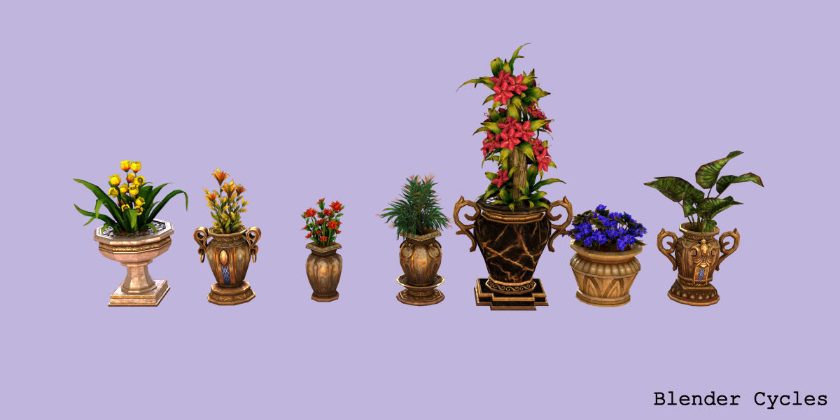 Plant and Pot Low-poly 3D model_1