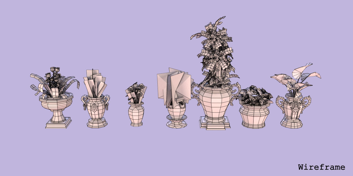Plant and Pot Low-poly 3D model_3